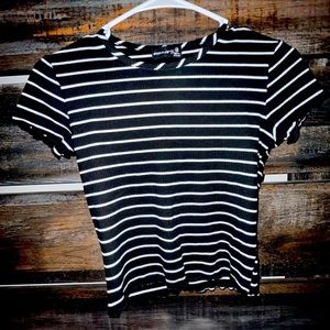 Black and white striped crop top.